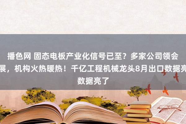 播色网 固态电板产业化信号已至？多家公司领会进展，机构火热暖热！千亿工程机械龙头8月出口数据亮了