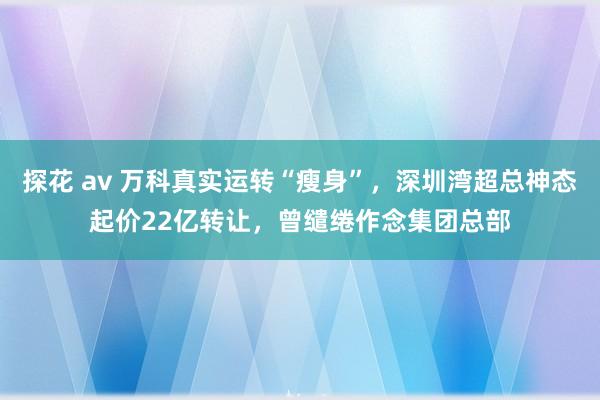 探花 av 万科真实运转“瘦身”，深圳湾超总神态起价22亿转让，曾缱绻作念集团总部