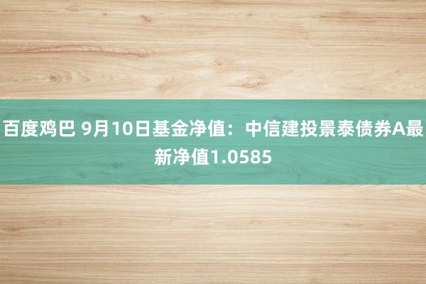 百度鸡巴 9月10日基金净值：中信建投景泰债券A最新净值1.0585