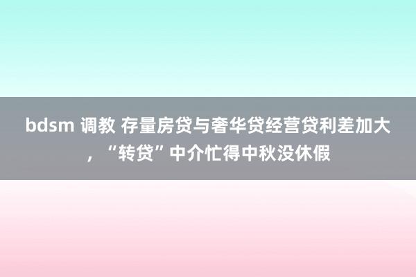 bdsm 调教 存量房贷与奢华贷经营贷利差加大，“转贷”中介忙得中秋没休假