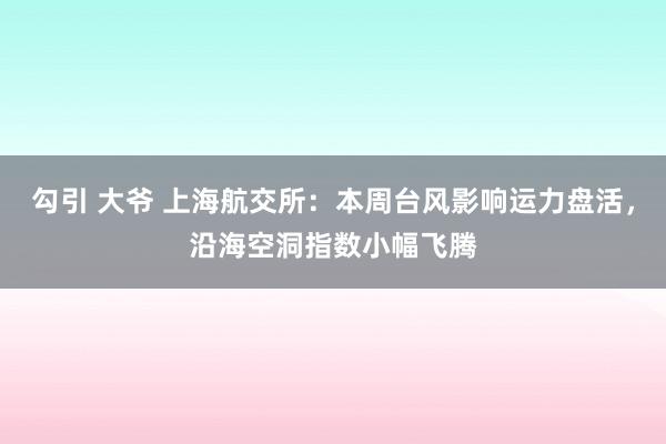 勾引 大爷 上海航交所：本周台风影响运力盘活，沿海空洞指数小幅飞腾