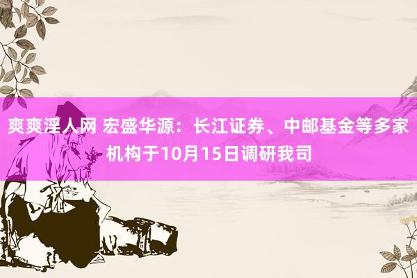 爽爽淫人网 宏盛华源：长江证券、中邮基金等多家机构于10月15日调研我司