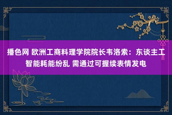 播色网 欧洲工商料理学院院长韦洛索：东谈主工智能耗能纷乱 需通过可握续表情发电