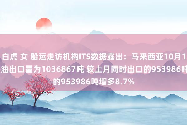 白虎 女 船运走访机构ITS数据露出：马来西亚10月1-20日棕榈油出口量为1036867吨 较上月同时出口的953986吨增多8.7%