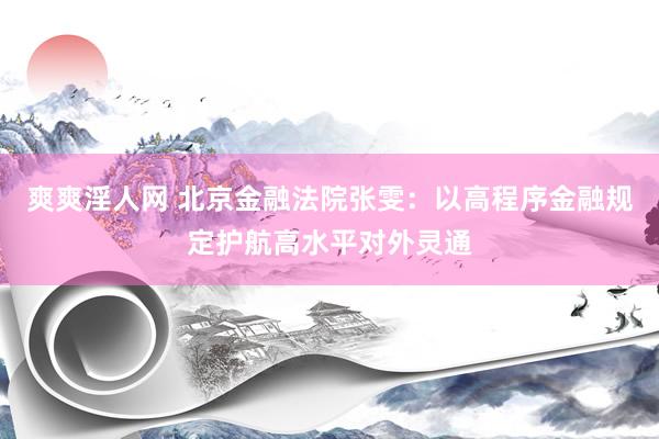 爽爽淫人网 北京金融法院张雯：以高程序金融规定护航高水平对外灵通