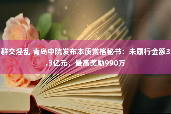 群交淫乱 青岛中院发布本质赏格秘书：未履行金额3.3亿元，最高奖励990万