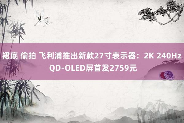 裙底 偷拍 飞利浦推出新款27寸表示器：2K 240Hz QD-OLED屏首发2759元