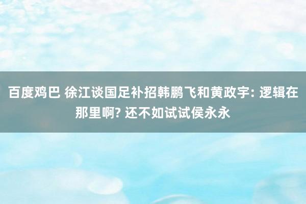 百度鸡巴 徐江谈国足补招韩鹏飞和黄政宇: 逻辑在那里啊? 还不如试试侯永永