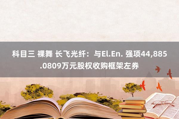 科目三 裸舞 长飞光纤：与El.En. 强项44，885.0809万元股权收购框架左券