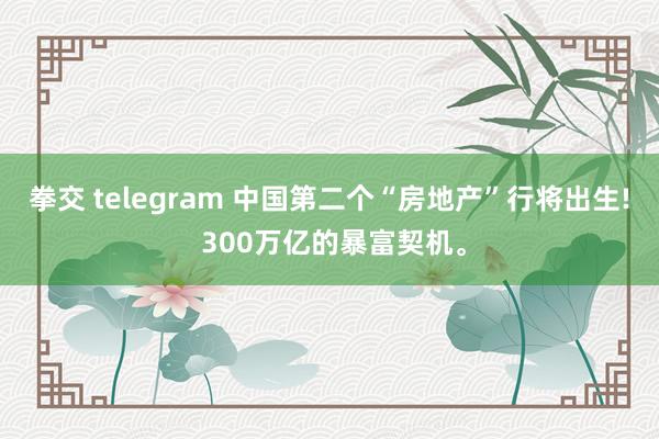 拳交 telegram 中国第二个“房地产”行将出生! 300万亿的暴富契机。