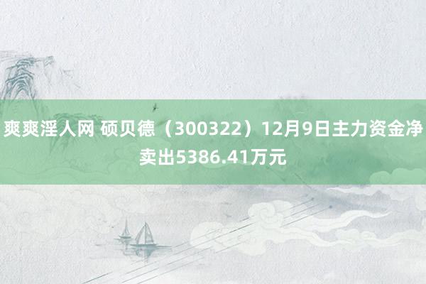 爽爽淫人网 硕贝德（300322）12月9日主力资金净卖出5386.41万元