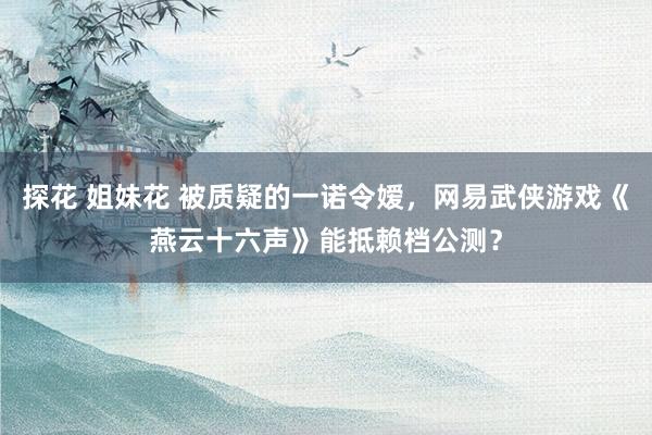 探花 姐妹花 被质疑的一诺令嫒，网易武侠游戏《燕云十六声》能抵赖档公测？