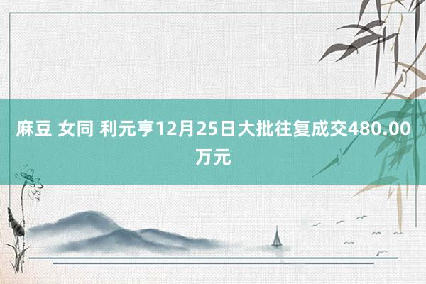 麻豆 女同 利元亨12月25日大批往复成交480.00万元