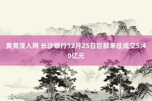 爽爽淫人网 长沙银行12月25日巨额来往成交5.40亿元