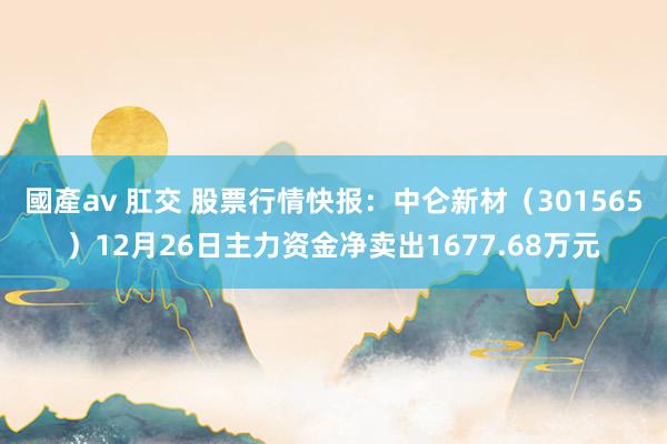 國產av 肛交 股票行情快报：中仑新材（301565）12月26日主力资金净卖出1677.68万元