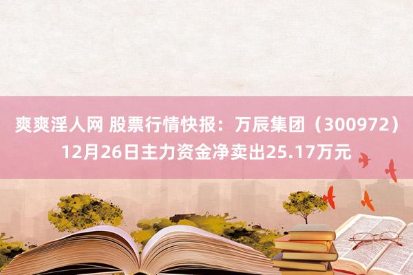 爽爽淫人网 股票行情快报：万辰集团（300972）12月26日主力资金净卖出25.17万元