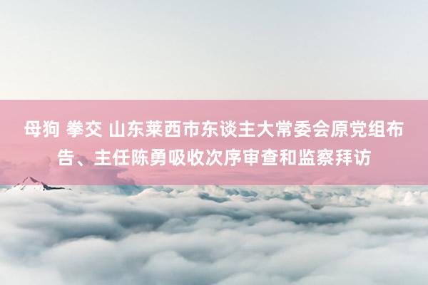 母狗 拳交 山东莱西市东谈主大常委会原党组布告、主任陈勇吸收次序审查和监察拜访