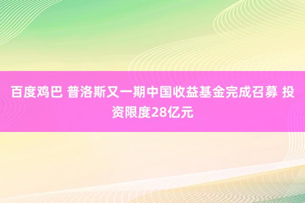 百度鸡巴 普洛斯又一期中国收益基金完成召募 投资限度28亿元