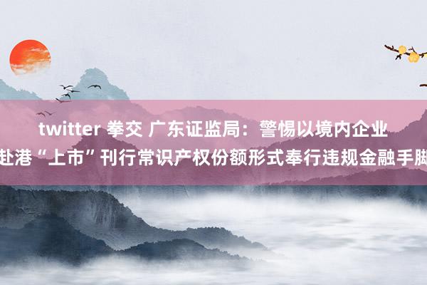 twitter 拳交 广东证监局：警惕以境内企业赴港“上市”刊行常识产权份额形式奉行违规金融手脚