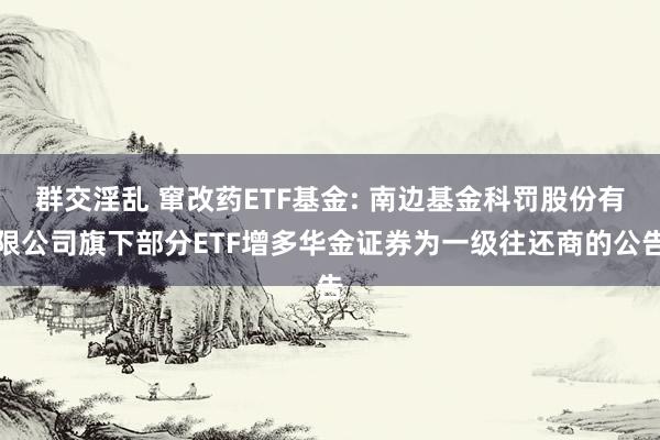 群交淫乱 窜改药ETF基金: 南边基金科罚股份有限公司旗下部分ETF增多华金证券为一级往还商的公告