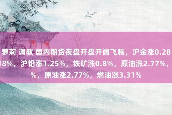 萝莉 调教 国内期货夜盘开盘开阔飞腾，沪金涨0.28%，沪银涨0.18%，沪铅涨1.25%，铁矿涨0.8%，原油涨2.77%，燃油涨3.31%