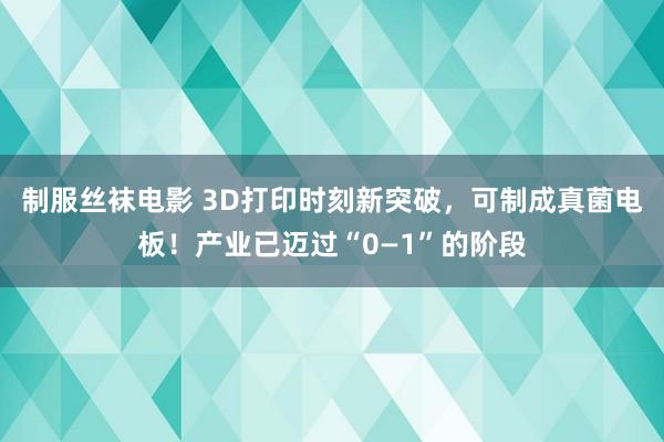 制服丝袜电影 3D打印时刻新突破，可制成真菌电板！产业已迈过“0—1”的阶段