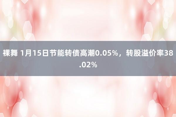 裸舞 1月15日节能转债高潮0.05%，转股溢价率38.02%